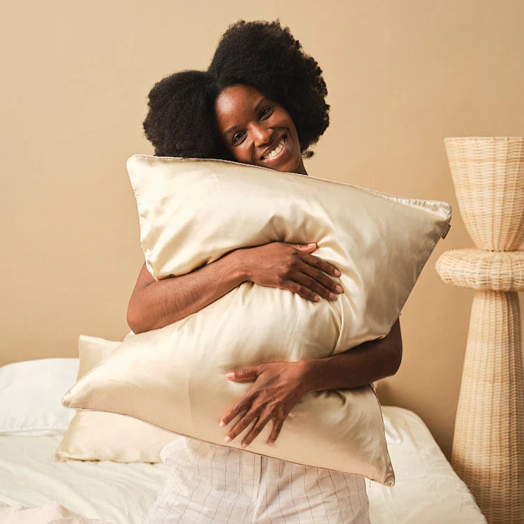 Taie d'oreiller 100% pure soie de mûrier- champagne 65x65cm