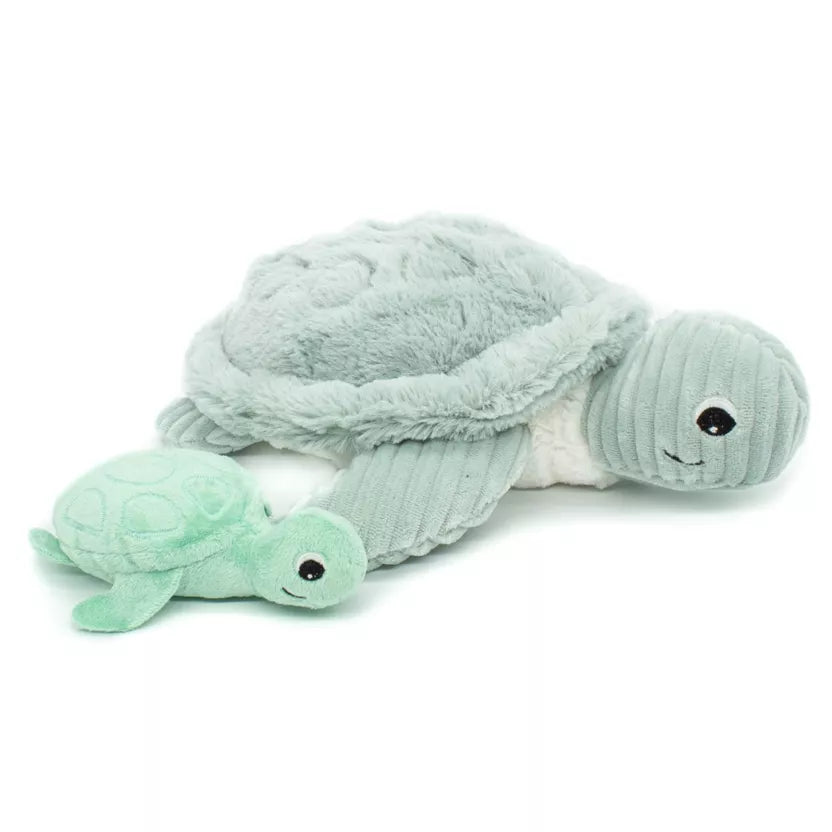 LES PTIPOTOS - PELUCHE SAUVENOU LA TORTUE MAMAN & BEBE MENTHE - 30CM