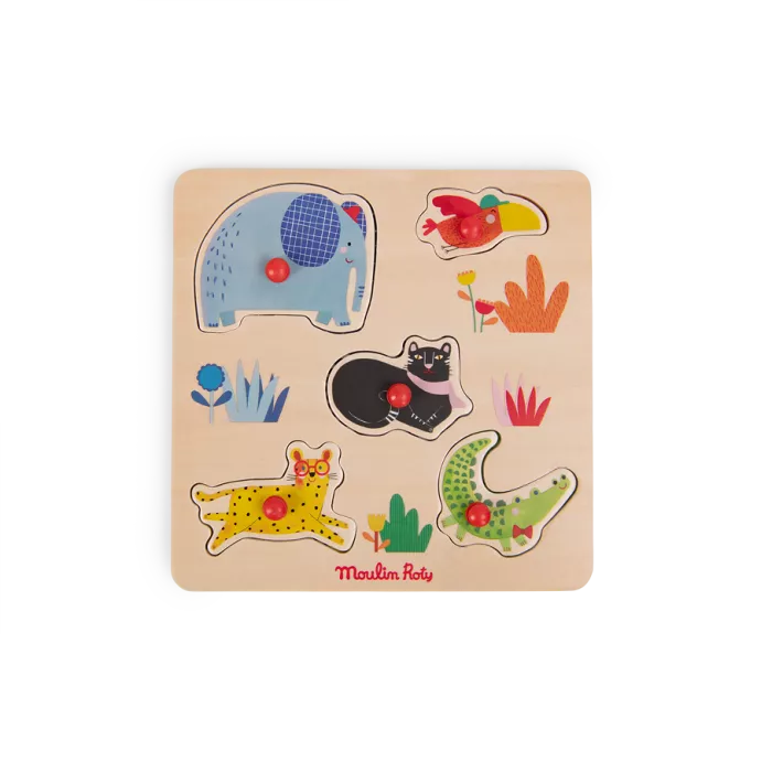 Puzzle encastrable en bois 5 animaux - Les Toupitis