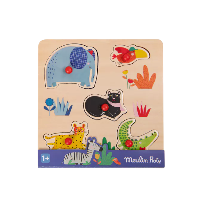 Puzzle encastrable en bois 5 animaux - Les Toupitis