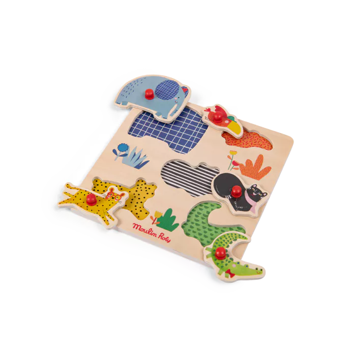Puzzle encastrable en bois 5 animaux - Les Toupitis