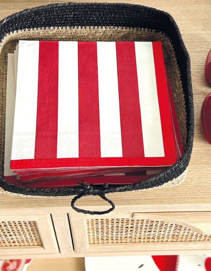 Lot de 20 Serviette Papier Rayure Rouge