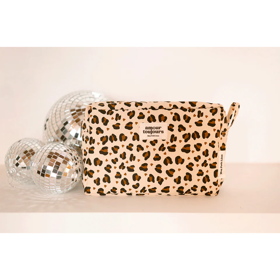 Trousse de toilette coton - Léopard coeur, Amour toujours - Mon petit Léon