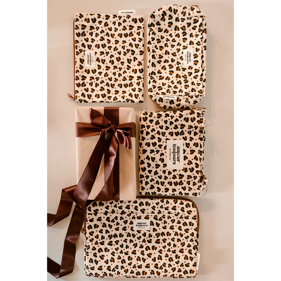 Trousse de toilette coton - Léopard coeur, Amour toujours - Mon petit Léon