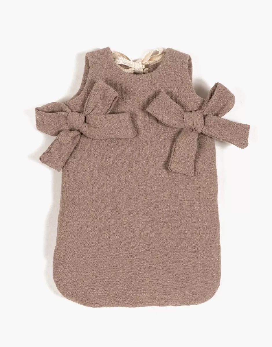 Turbulette poupée à noeuds en gaze de coton moka