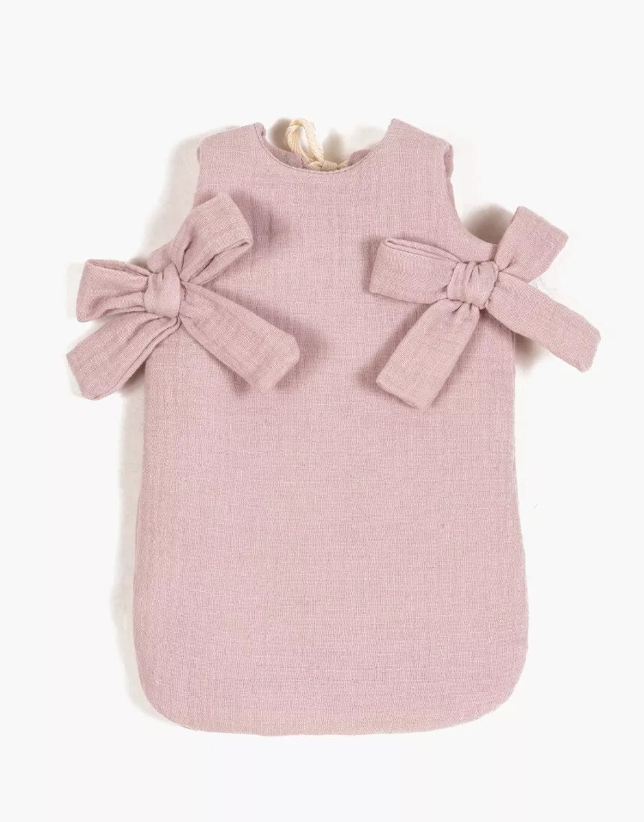 Turbulette poupée à noeuds en gaze de coton rose orchidée