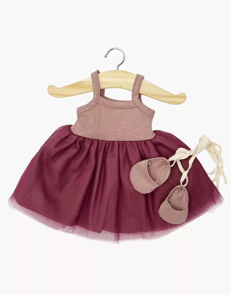 Tutu Rosella orchidée foncée et ses chaussons de danse à lacets