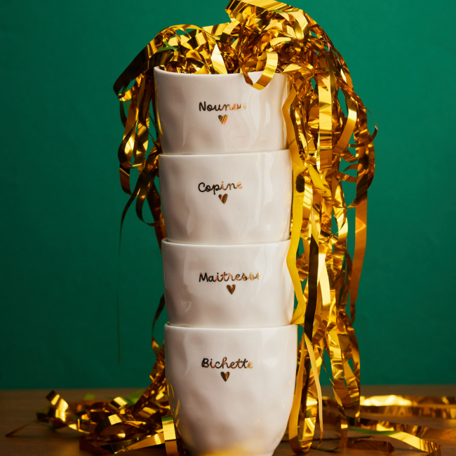 Tasse à café "Maîtresse" cœur doré