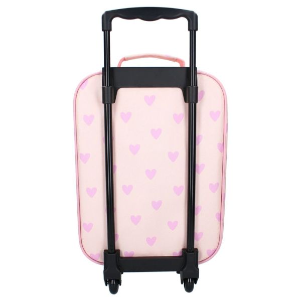 Valise à roulettes enfant coeurs rose