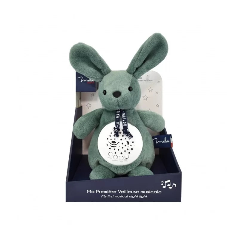 VEILLEUSE MUSICALE / PROJECTEUR D'ETOILES - Lapin Vert Sauge