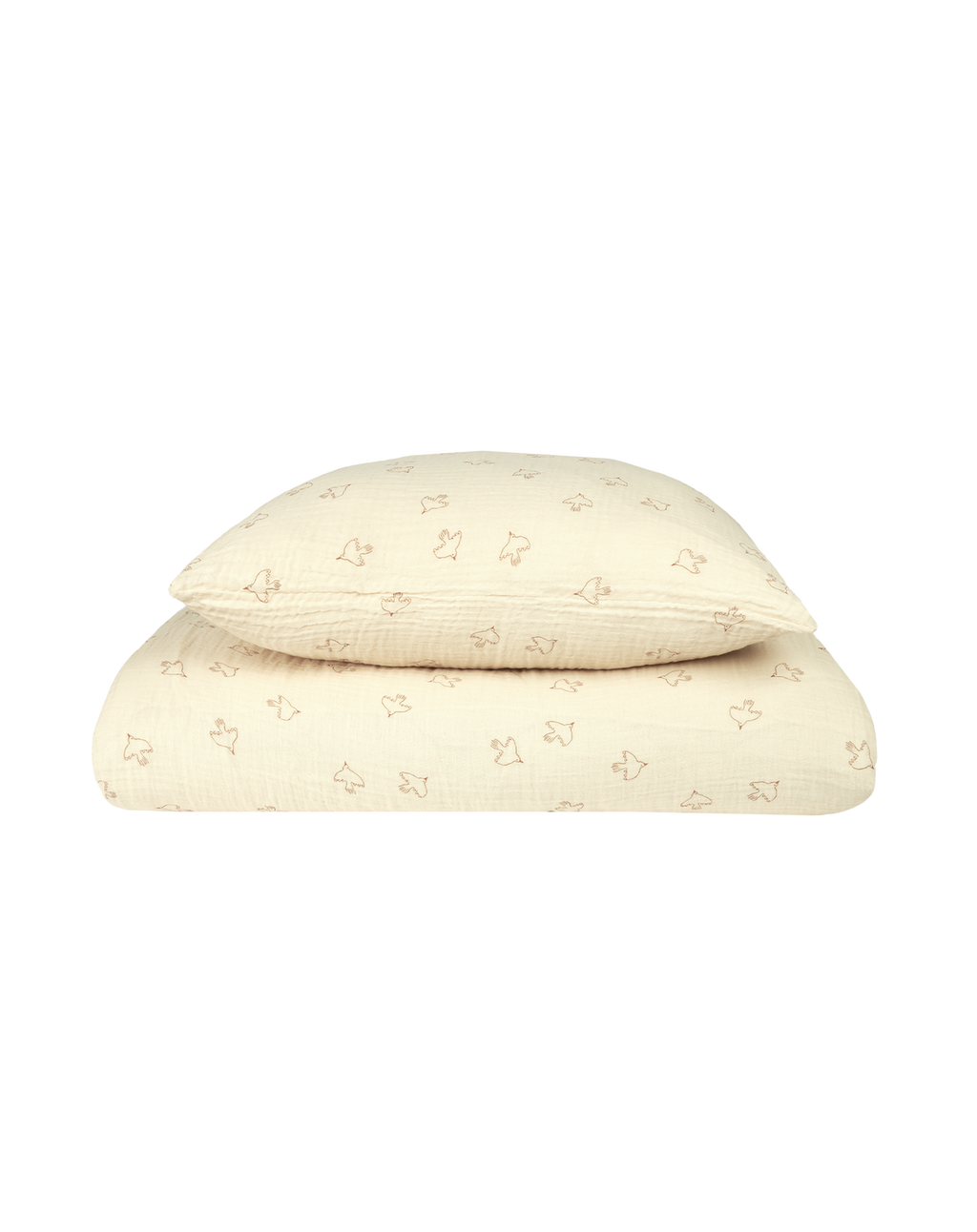 Parure de lit bébé en gaze de coton lavée - Brown Hoshi Birds