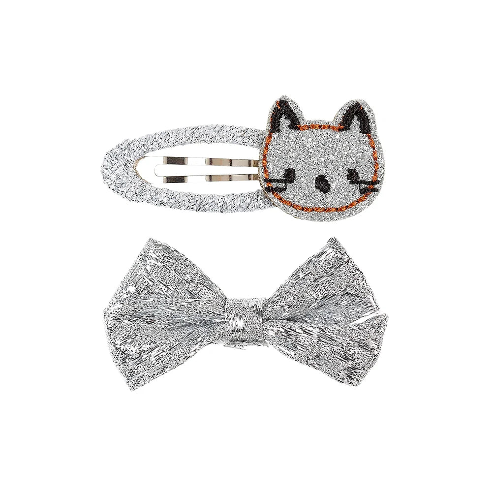 Barrettes à cheveux Yoyo chat argent