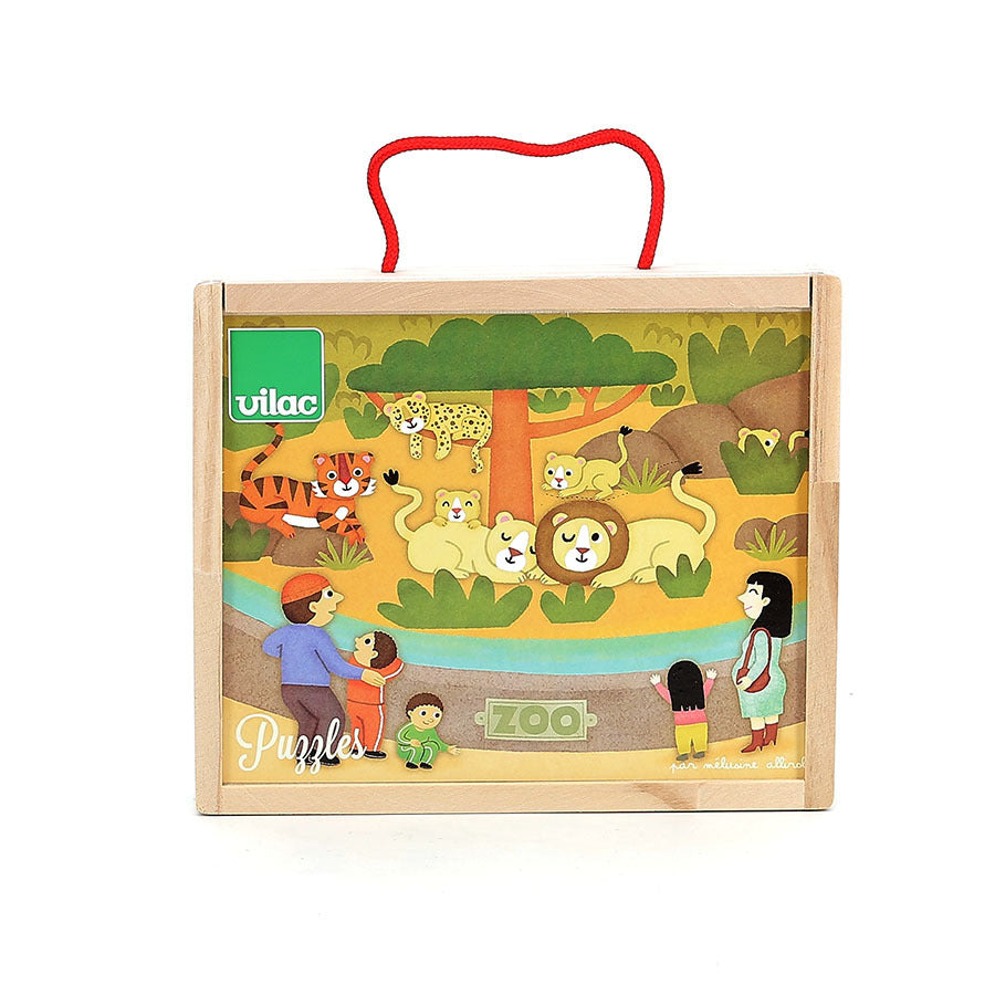 Coffret de 4 puzzles en bois, Les animaux du zoo