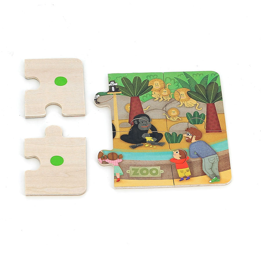 Coffret de 4 puzzles en bois, Les animaux du zoo