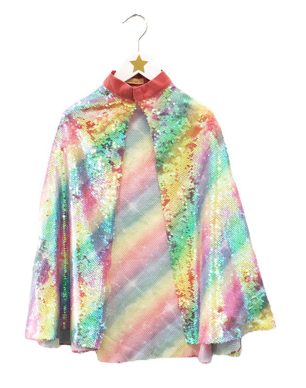 Cape de déguisement rainbow a sequins multicolores