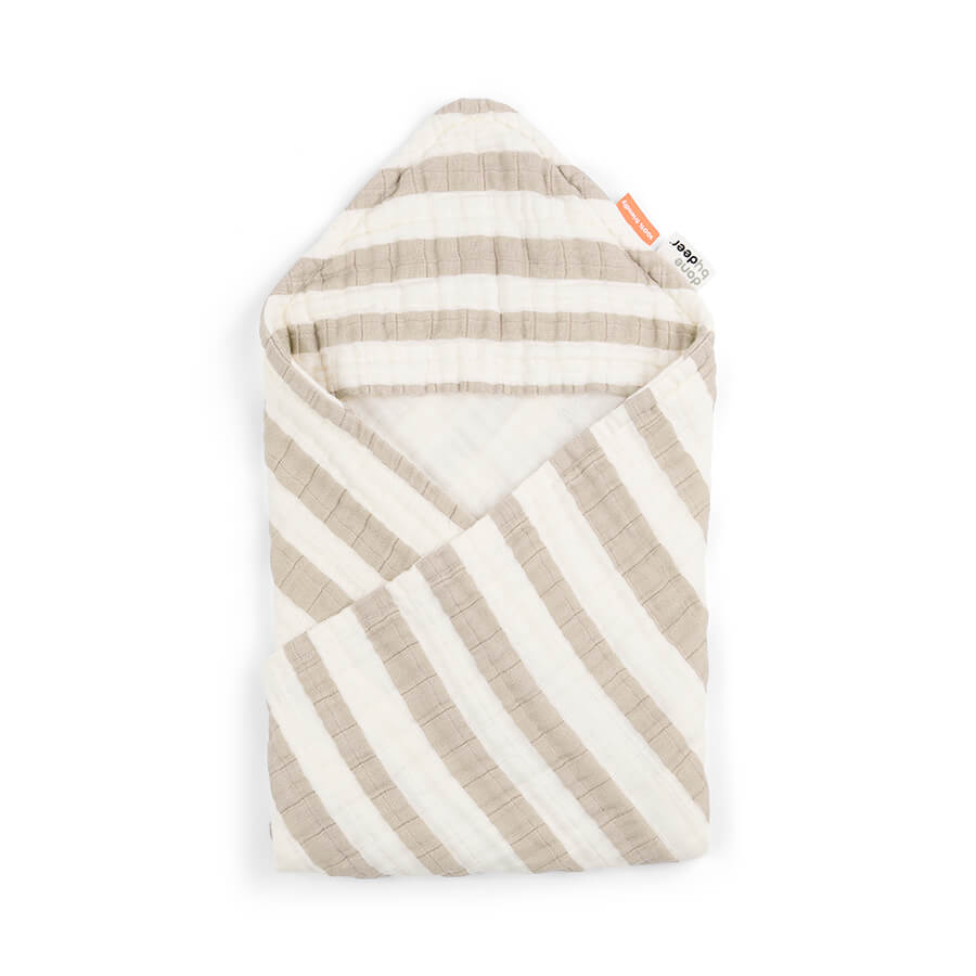 Serviette à capuche - rayures - sable