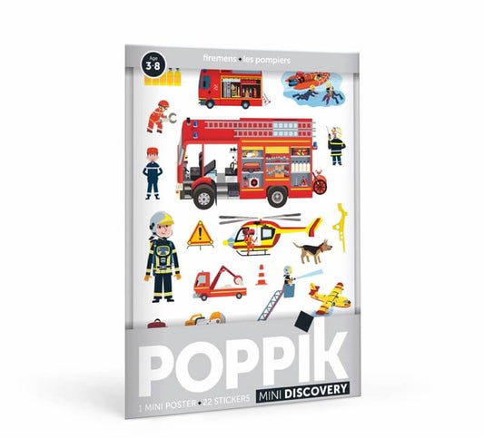 MINI POSTER + 22 STICKERS LES POMPIERS (3-8 ANS)