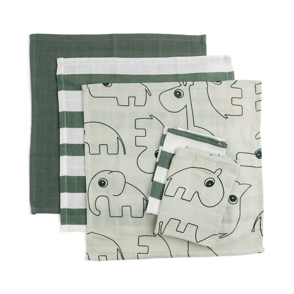 Lot de 3 langes - deer friends - vert