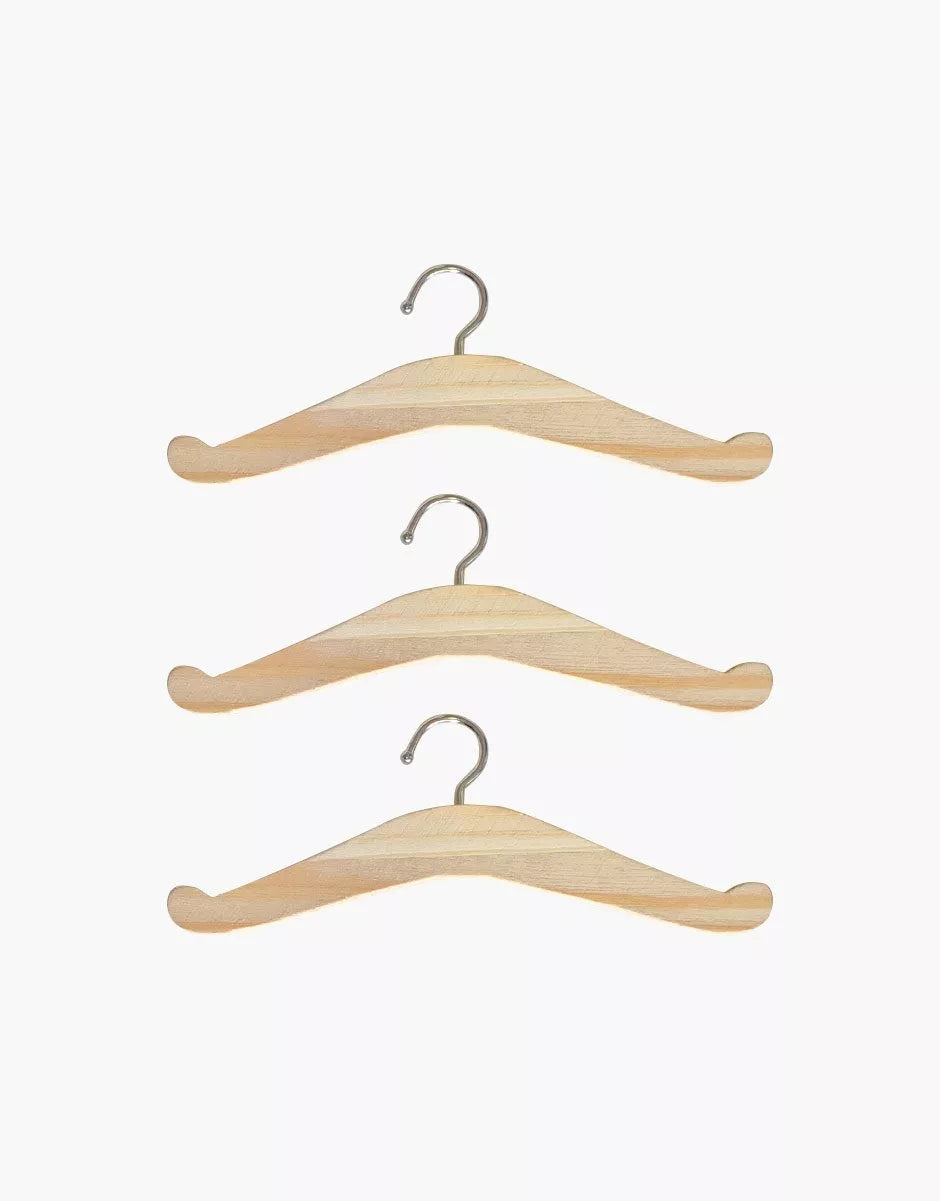 Lot de 3 cintres en bois naturel