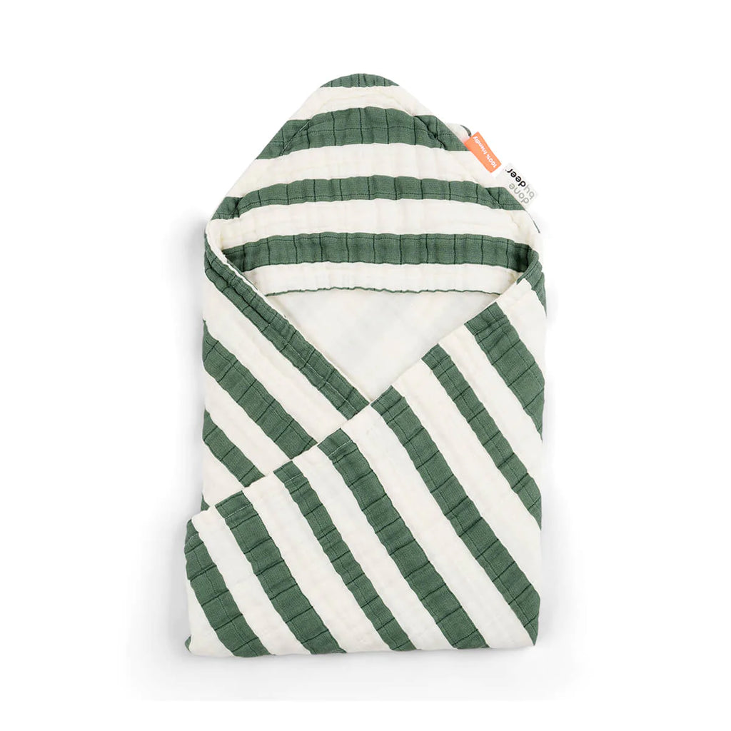Serviette à capuche - rayures - vert
