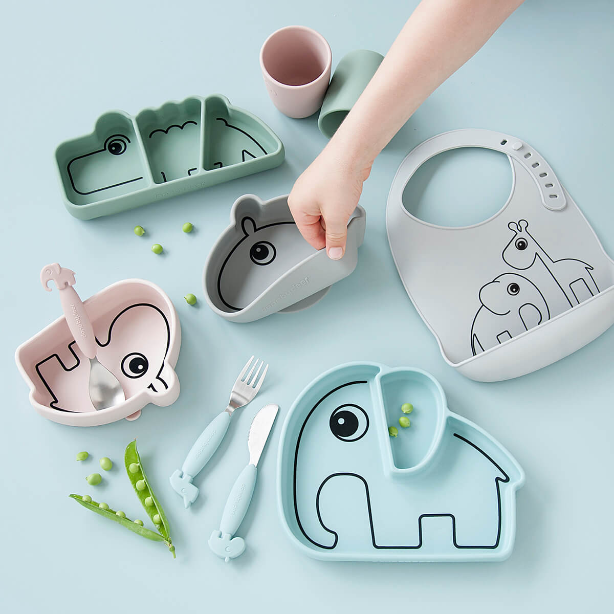 Assiette en silicone stick & stay - croco - vert