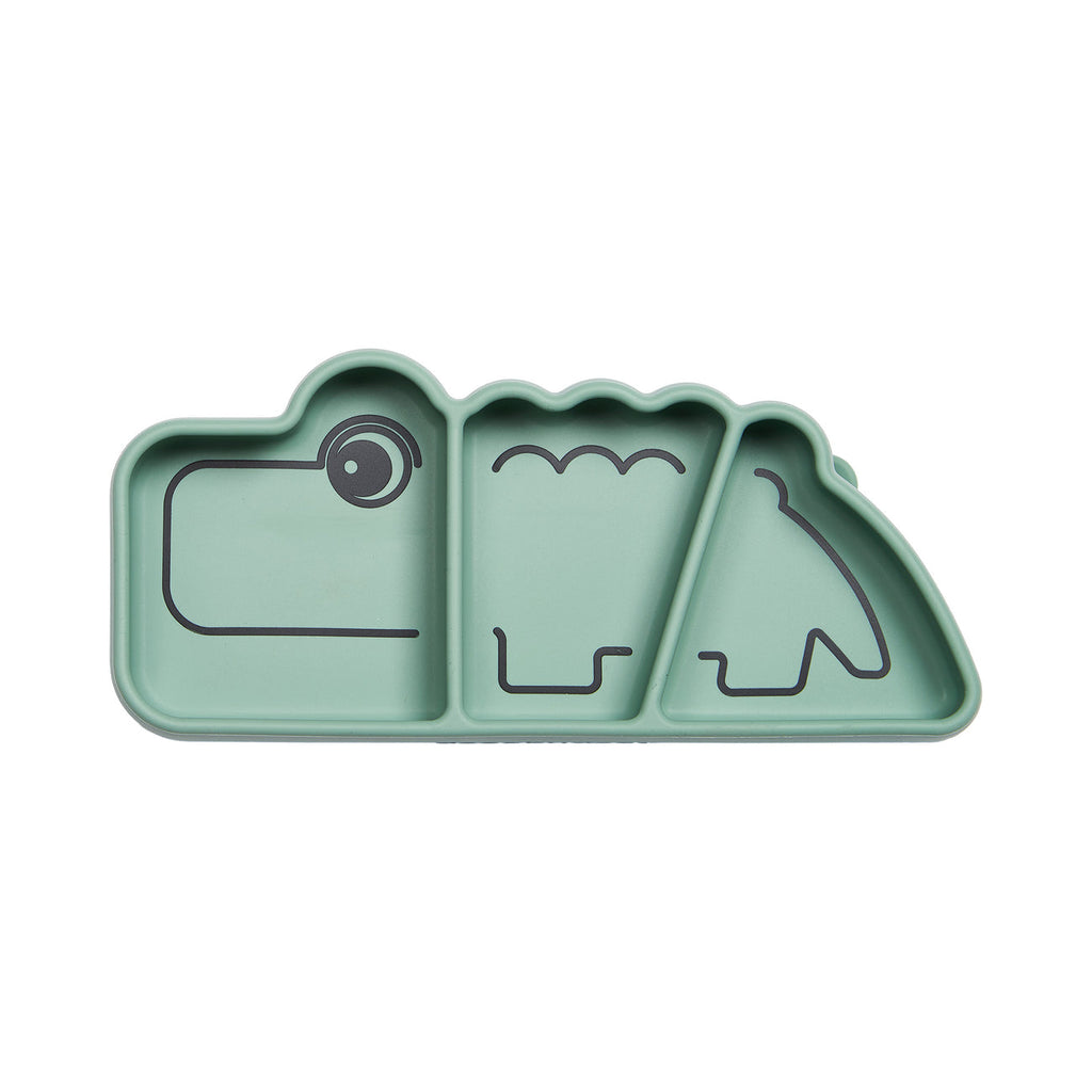 Assiette en silicone stick & stay - croco - vert