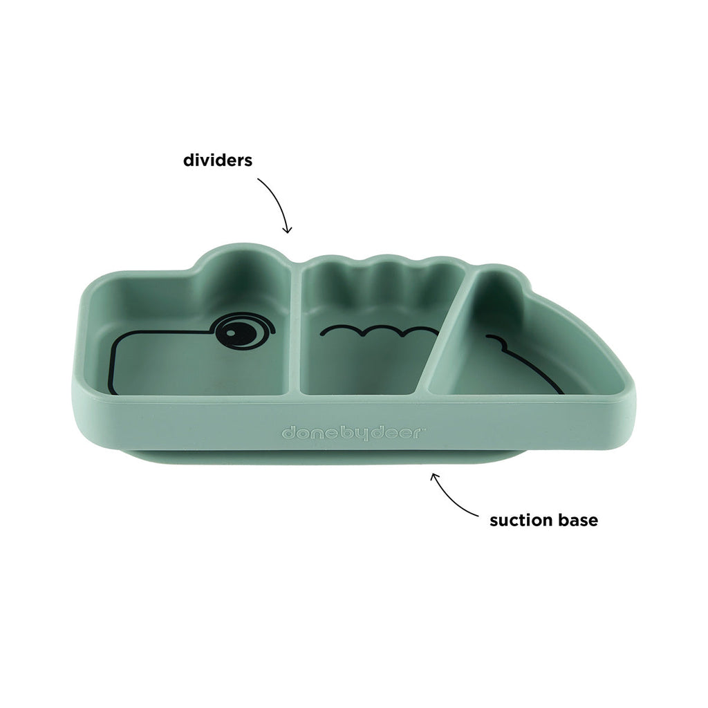 Assiette en silicone stick & stay - croco - vert