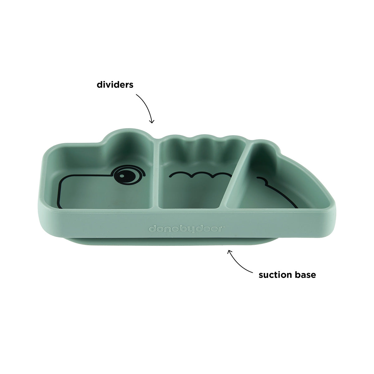 Assiette en silicone stick & stay - croco - vert