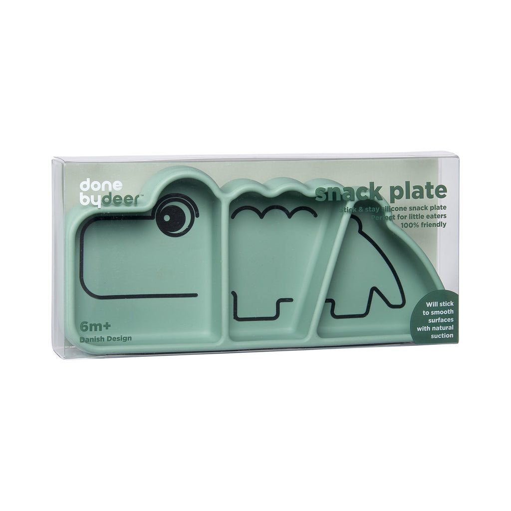 Assiette en silicone stick & stay - croco - vert
