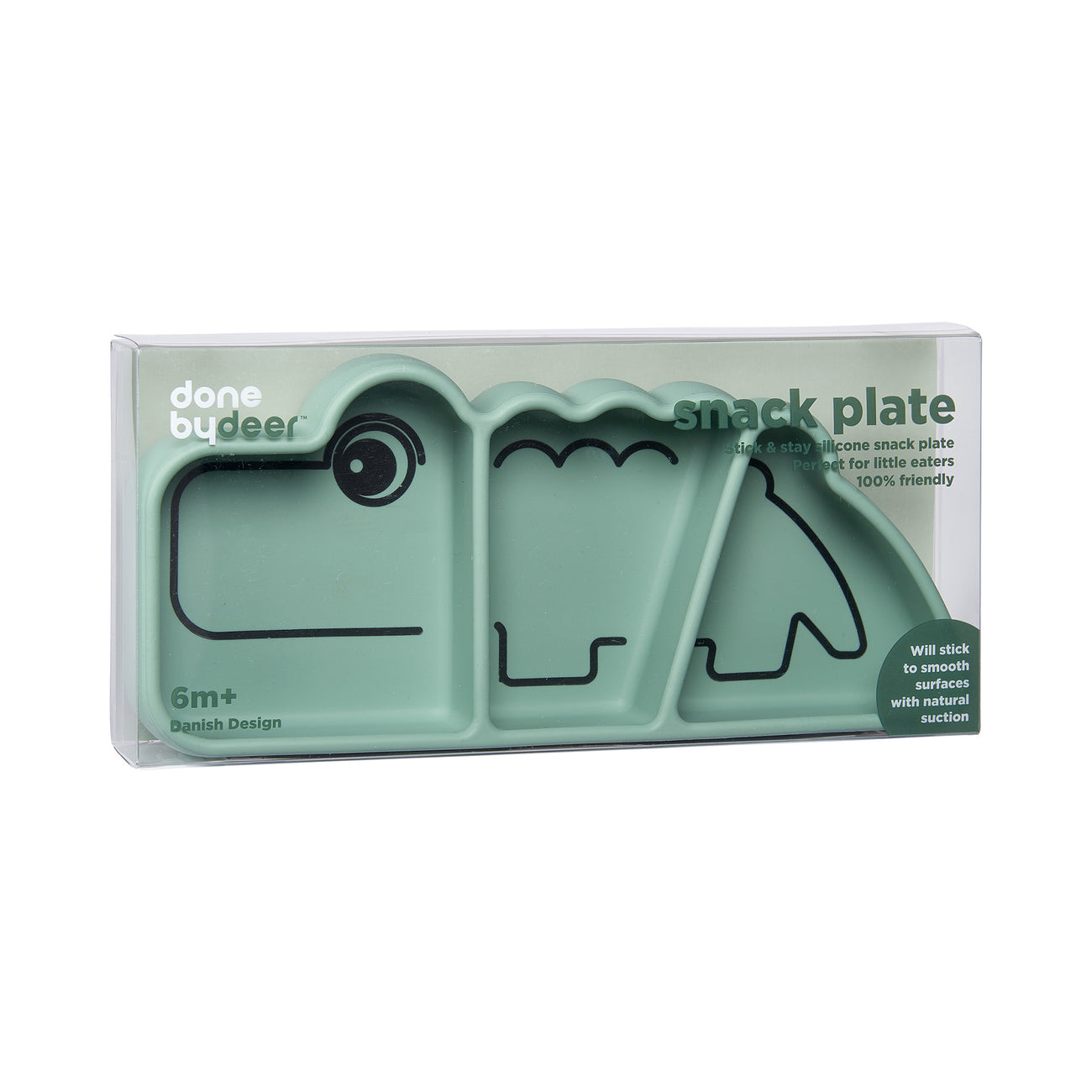 Assiette en silicone stick & stay - croco - vert