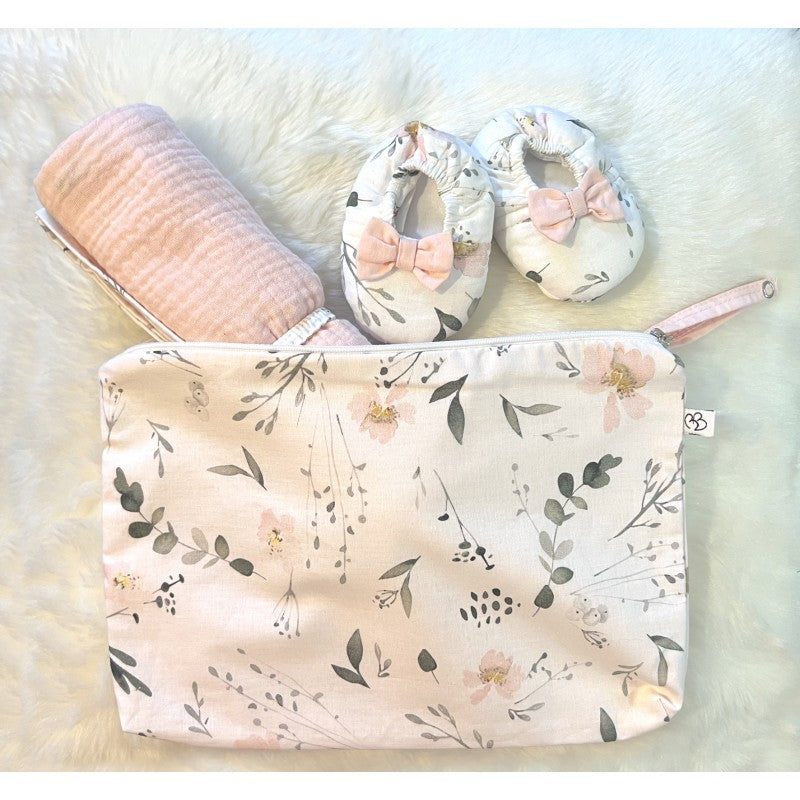 Baby trousse coton imp. botanique / blush