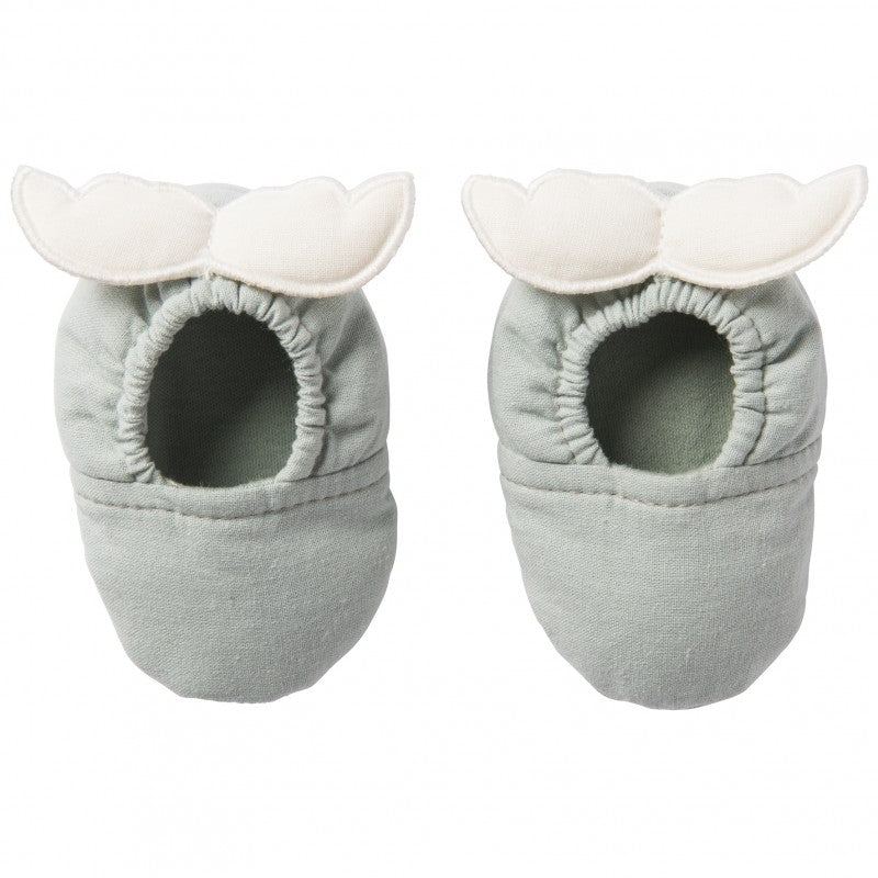 Chaussons avec ailes d'ange - vert de gris / écru