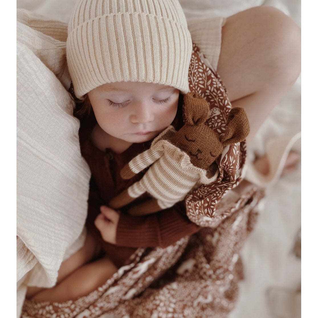 Doudou lapin | rayé sable