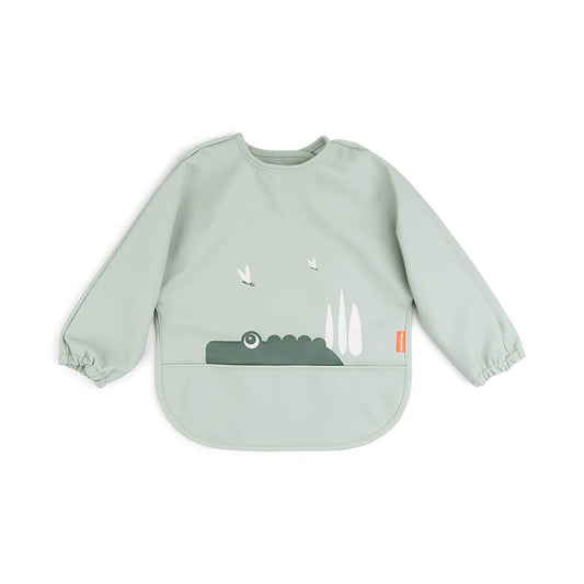 bavoir poche manches - croco - vert