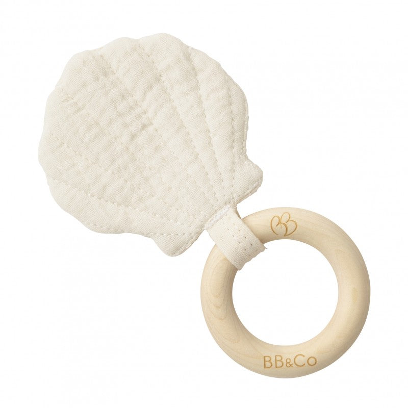 Hochet de dentition forme coquillage - ivoire