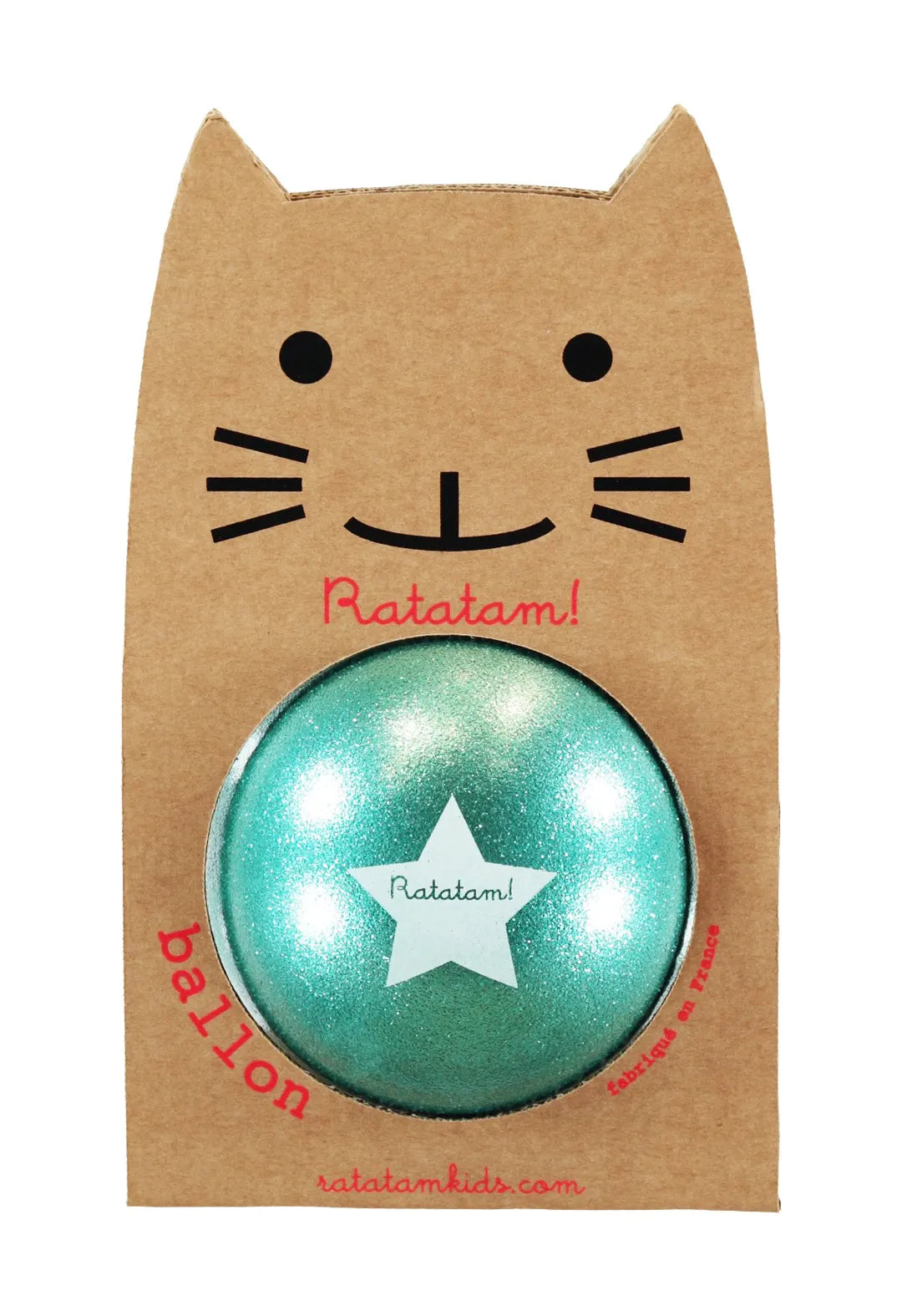 Grand ballon chat pailleté vert 22 cm