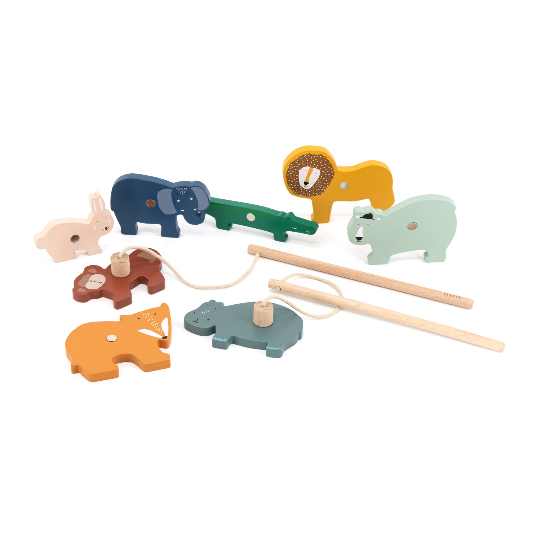 Jeu de pêche des animaux en bois