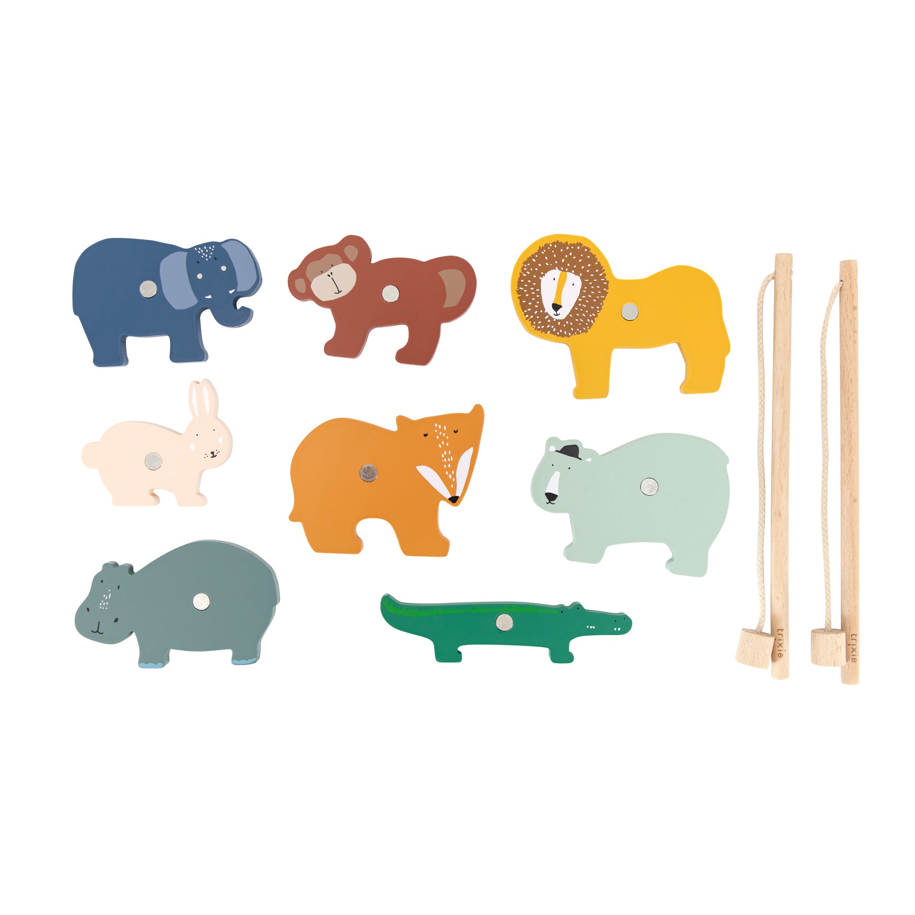 Jeu de pêche des animaux en bois