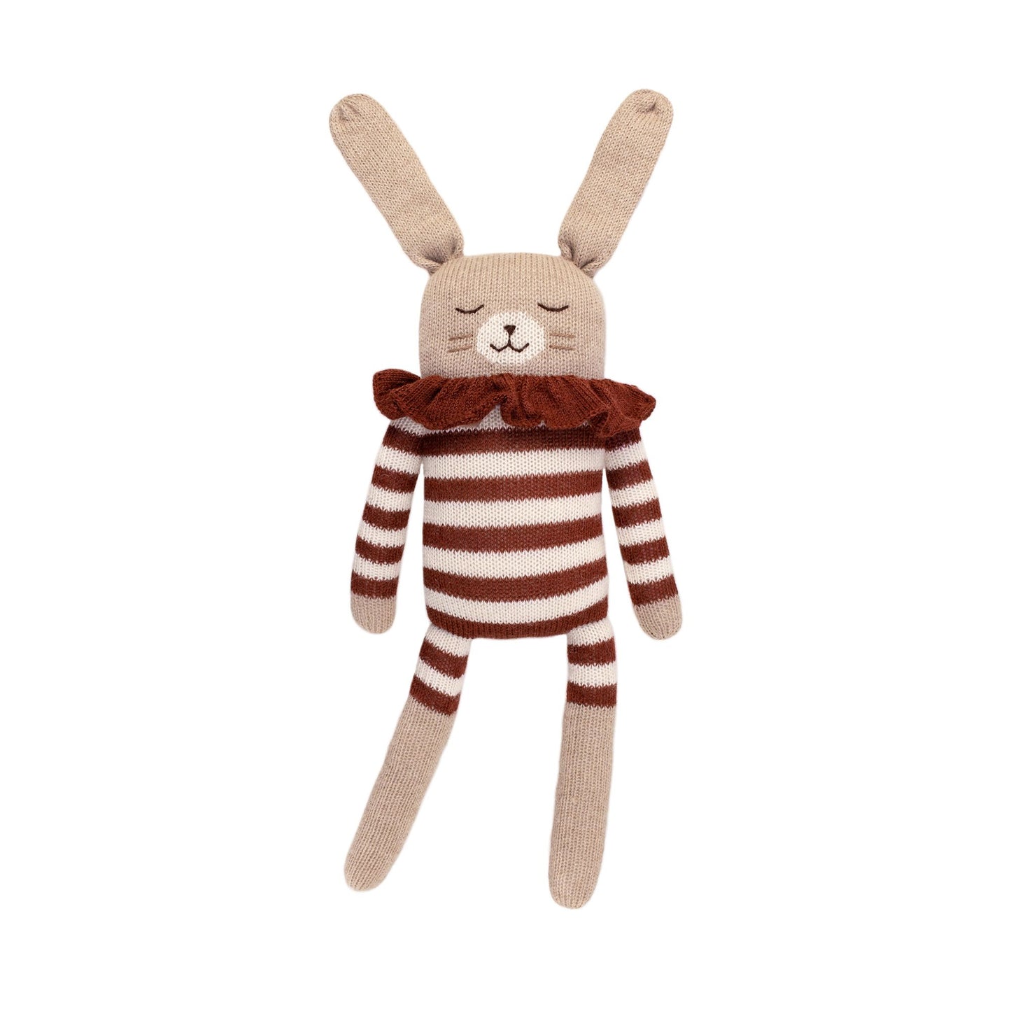 Grand doudou lapin combishort rayé sienne