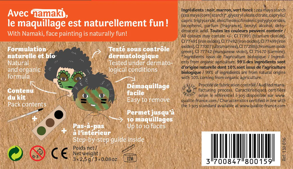 Kit 3 couleurs dinosaure & camouflage BIO*