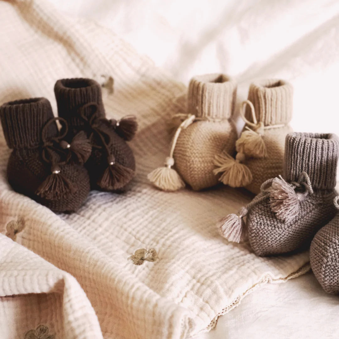 Chaussons bébé beige