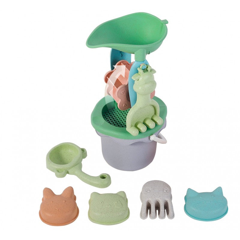 Set 8 pièces jardin & plage avec moulin en paille de blé recyclée