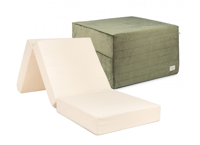 Pouf lit pliant Sleepover • velvet olive green